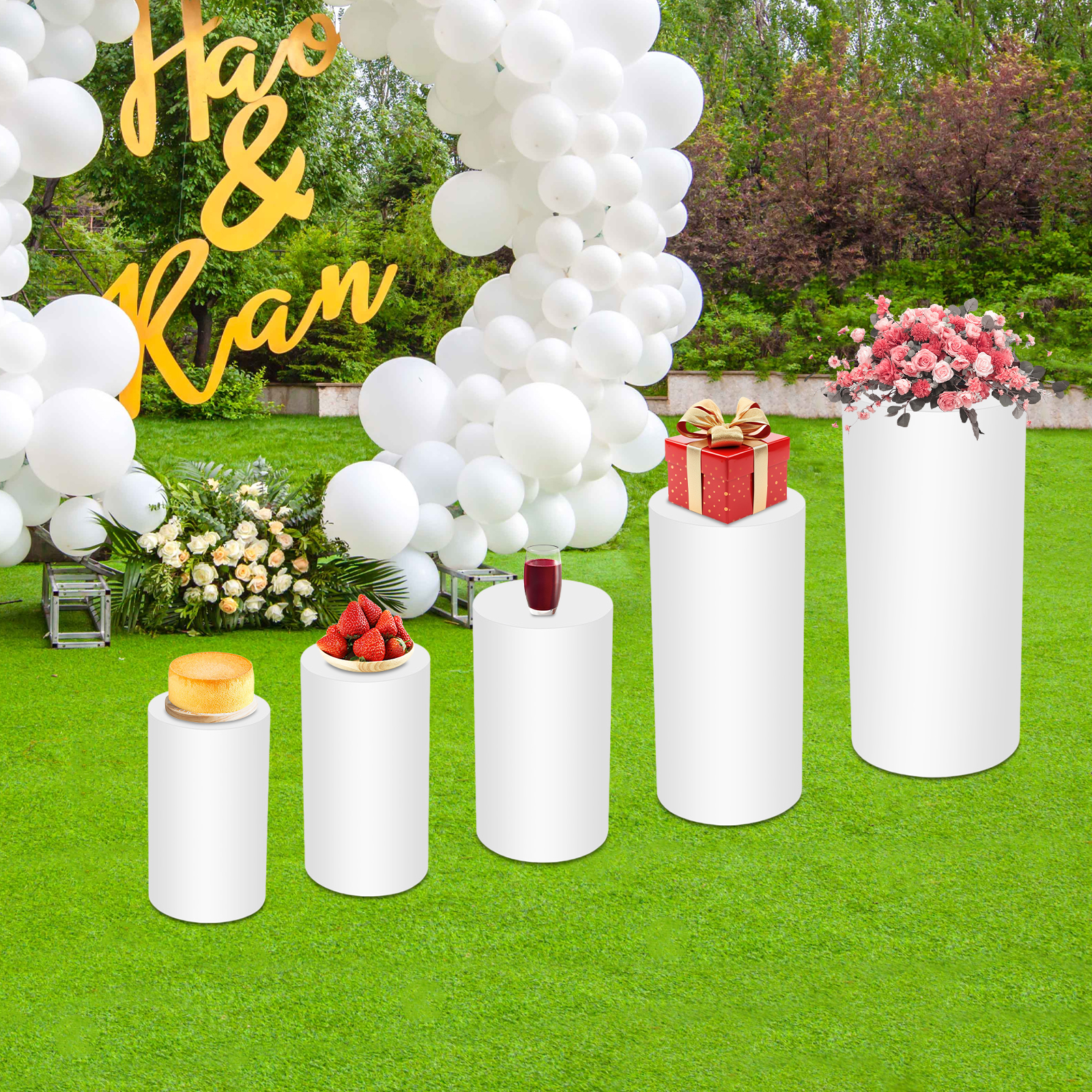 5Pcs White Cylinder Pedestal S - Display Risers Set incelemesi ve fiyatı